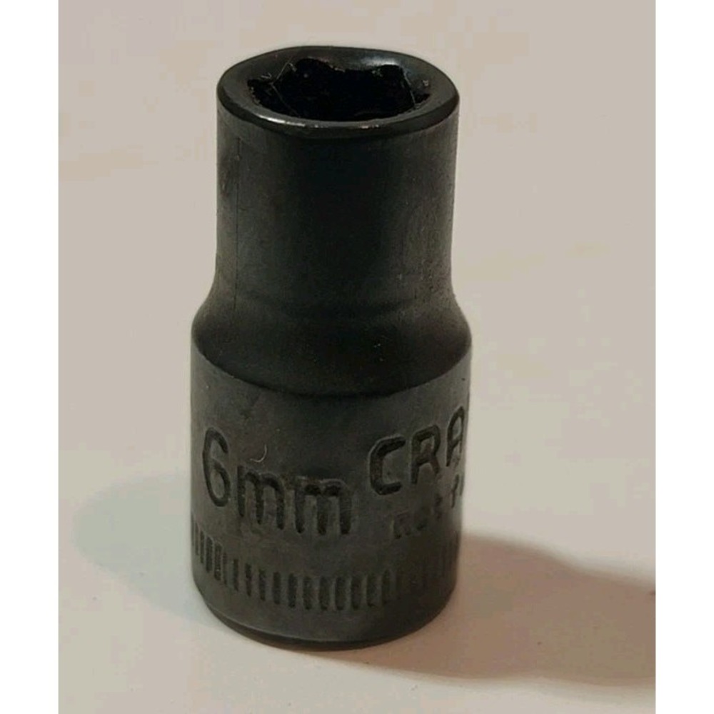 Vintage Black Chrome Craftsman 6mm 6PT 1/4" Drive Shallow Socket S-AD #44526